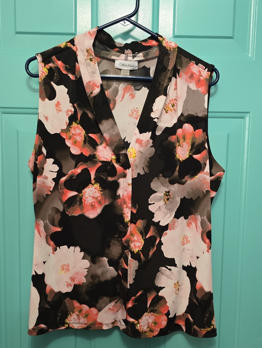 Calvin Klein Black Floral V-Neck Sleeveless Camisole